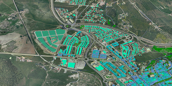 Satellite image showing geo-information